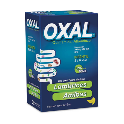 OXAL PEDIATRIC ORAL SUSPENSION QUINFAMIDE-ALBENDAZOLE 100/400MG 10ML SINGLE DOSE BANANA FLAVOR