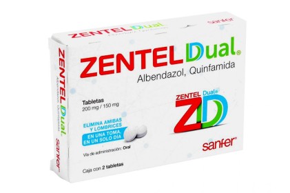 ZENTEL DUAL ADULT ALBENDAZOLE-QUINFAMIDE 200/150MGMG 2TABS SINGLE DOSE